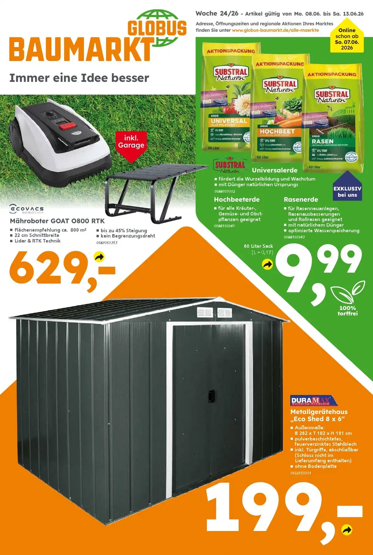 Globus Baumarkt Prospekt ab 15.06.2026 diese & nächste woche - Bild 1 ab 08.06.2026
