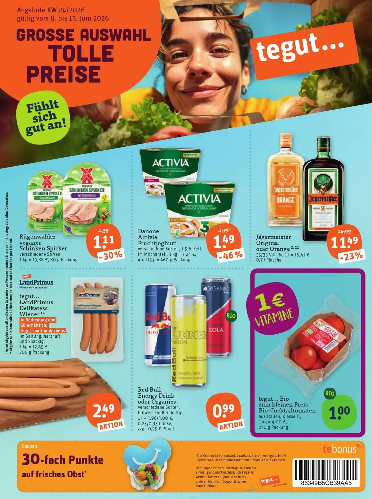 Tegut Prospekt ab 15.06.2026 diese & nächste woche - Bild 1 ab 08.06.2026