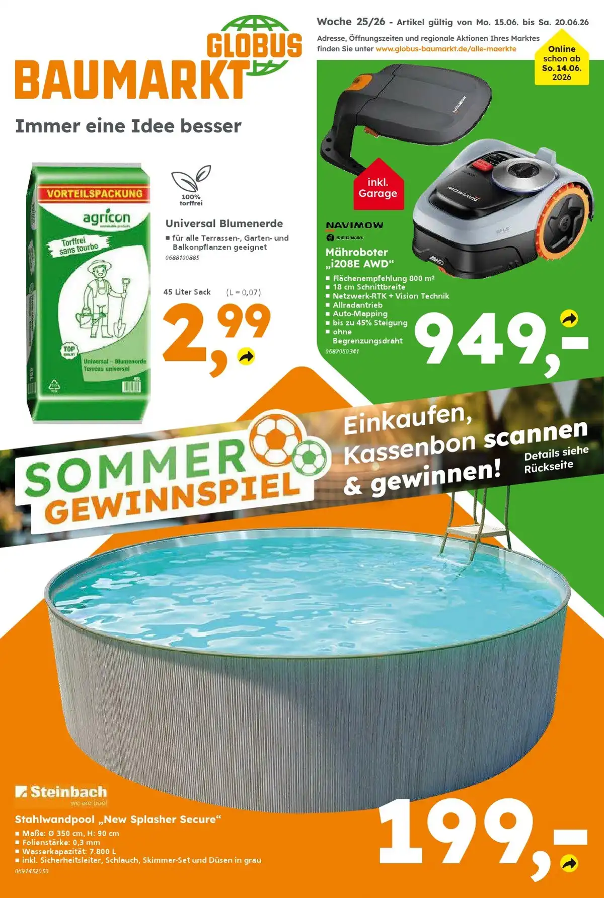 Globus Baumarkt Prospekt ab 15.06.2026 diese & nächste woche - Bild 1 ab 15.06.2026