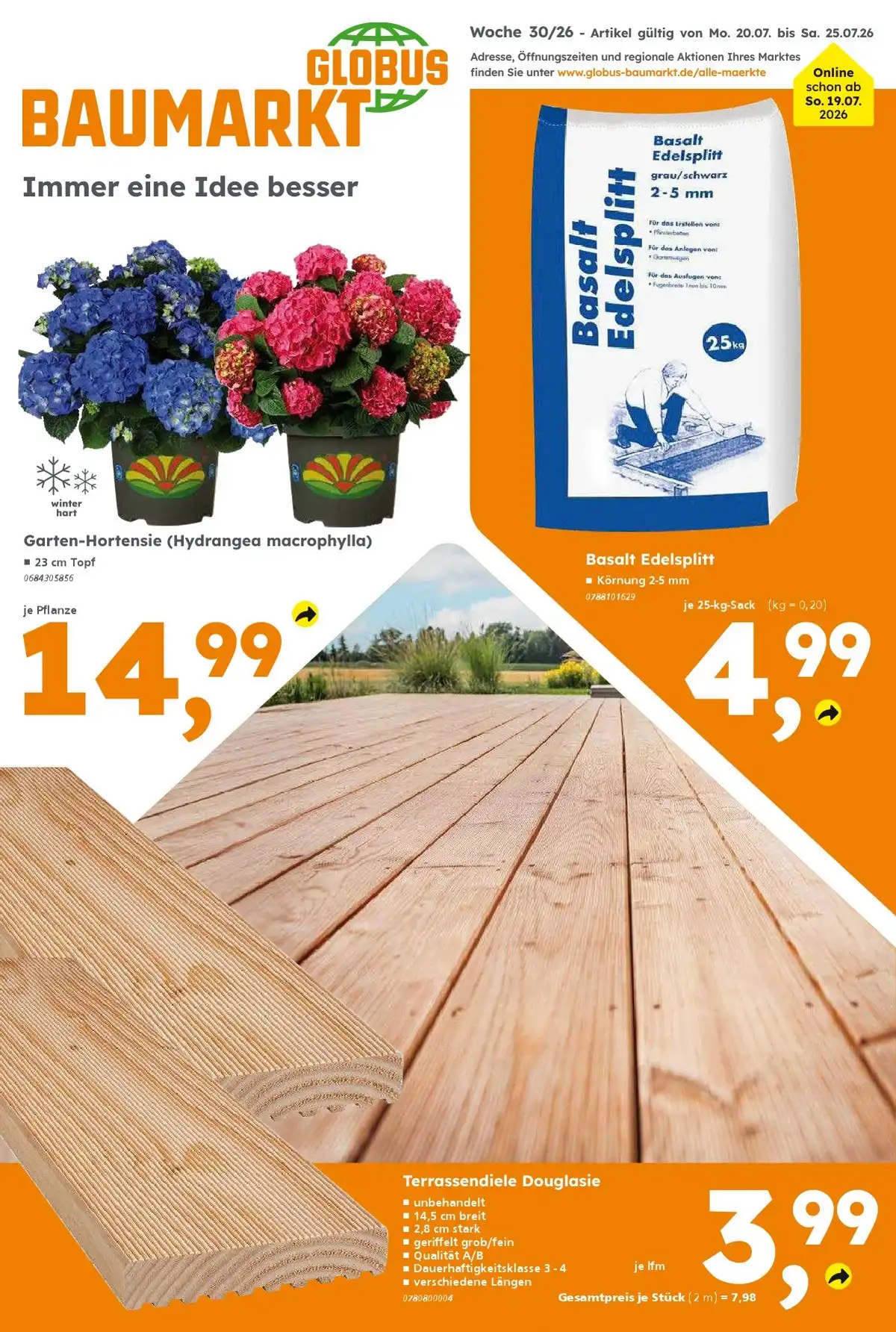 Globus Baumarkt Prospekt ab 13.07 & ab 20.07.2026 nächste woche - Bild 1 ab 20.07.2026
