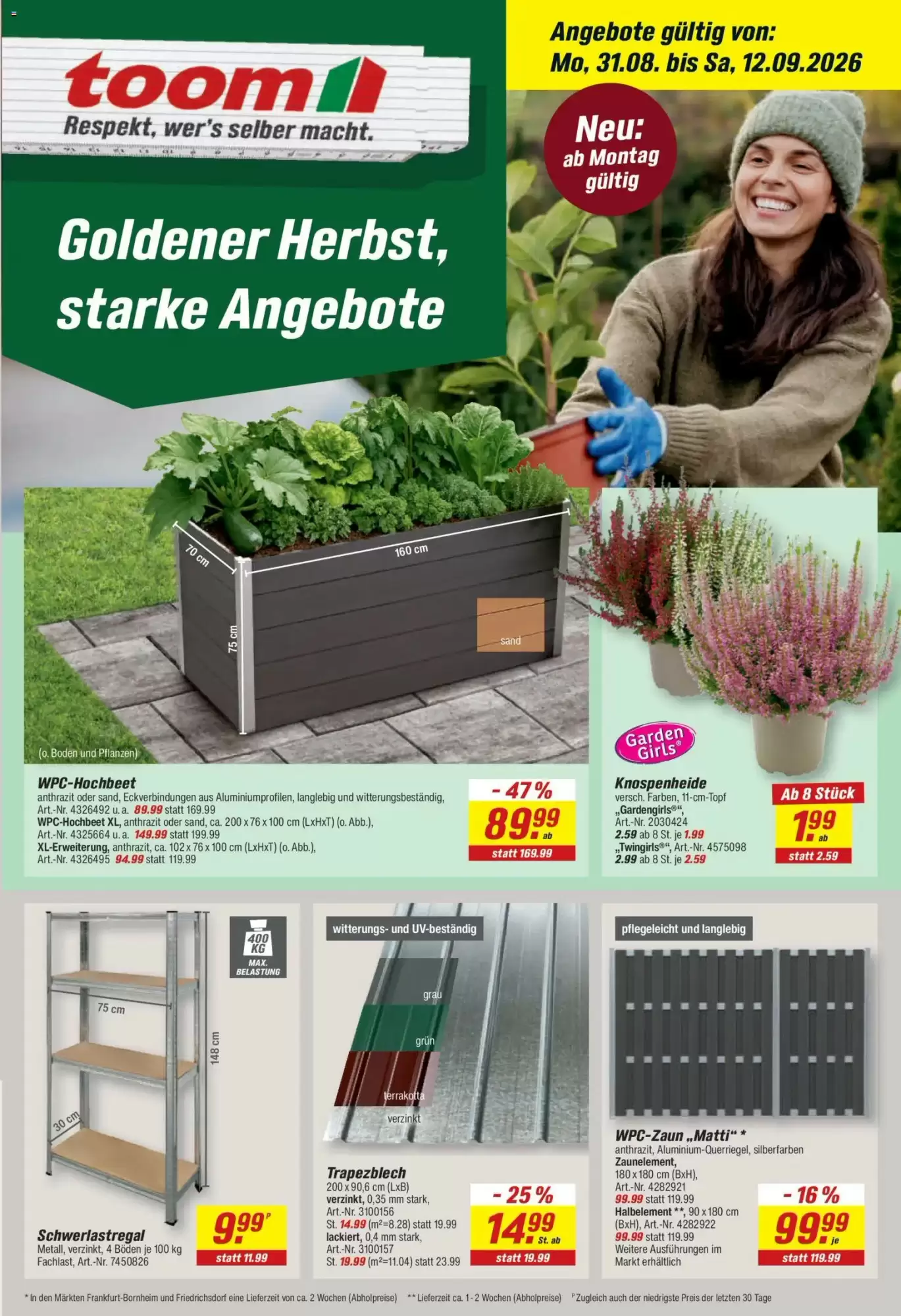 Toom Baumarkt Prospekt ab 31.08.2026 bis 12.09.2026